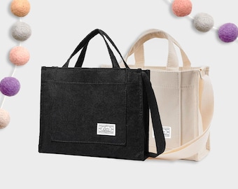 Corduroy Tote Bag: Vintage Style Shoulder Bag with Adjustable Strap