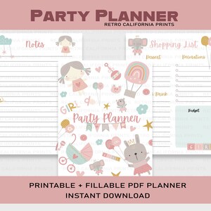 Printable Daily Planner, Party Planner, Weekly Planner, Checklist Planner, Fillable PDF Planner, Instant Download, US Letter