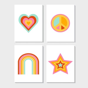 Modern Retro Note Cards w/envelopes | Card or Sets | Greeting Cards | Rainbow | Thank you Cards | Birthday | Retro Cards | Trendy