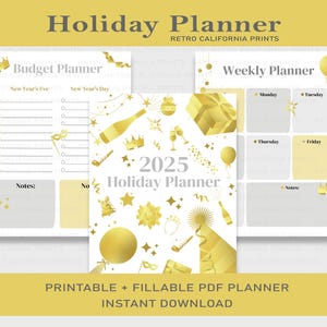Printable Daily Planner, Holiday Planner, Weekly Planner, Checklist Planner, Fillable PDF Planner, Instant Download, US Letter
