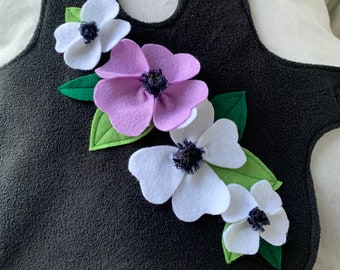 Flower Fleece Dog Coat Handmade