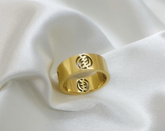 Gold Adinkra Gye Nyame Ring-African Jewelry-Christmas Gift-AE26