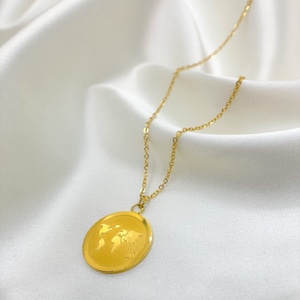 World map necklace, Globetrotter Necklace, Gold Map Necklace, World Necklace, Map Jewelry, Dainty Necklace, Global Necklace, Earth Necklace