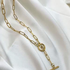 Perfect Fit Toggle Necklace, Toggle Clasp Necklace, T Bar Necklace, Gold Plated Jewelry For Women, Gift for Girlfriend, Everyday Necklace