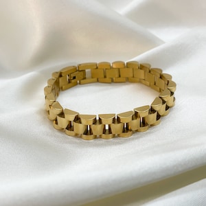 Flawless Stacker Bracelet, Watch Band Bracelet, Gold Chain Bracelet, Gold Watch Chain, Watch Chain Link Bracelet, Rolex style bracelet