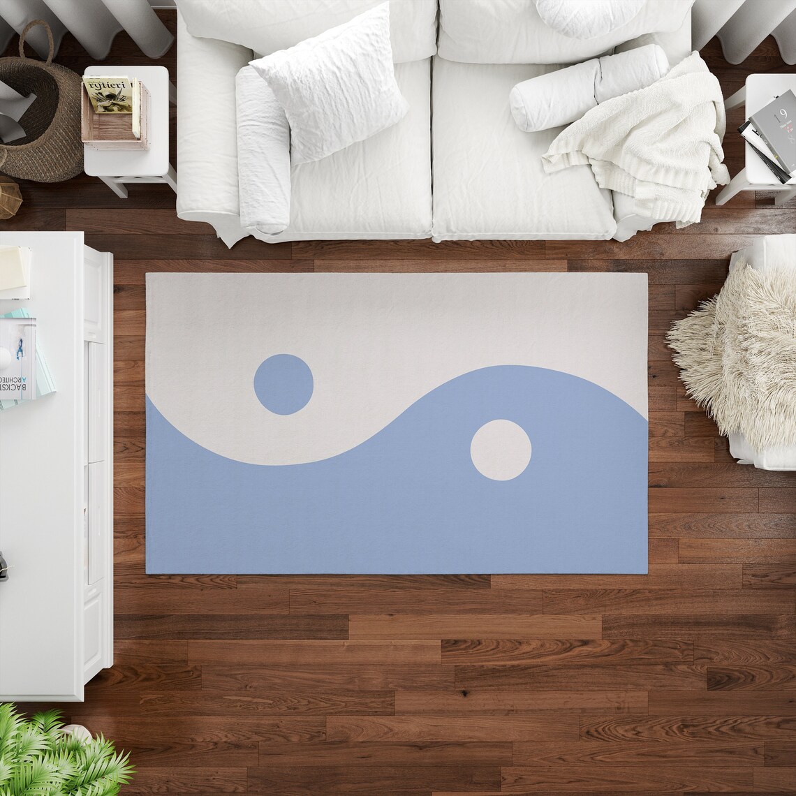 Yin Yang Rug Y2K Aesthetic Decor Cute Rugs Iris Blue Yin and Etsy