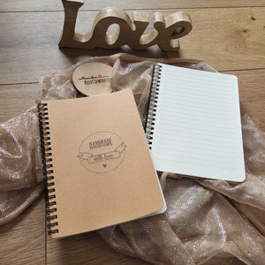 Quaderno personalizzato con nome, quaderno, carta kraft A5, logo, quaderno personalizzato, 60 pagine a righe fronte/retro