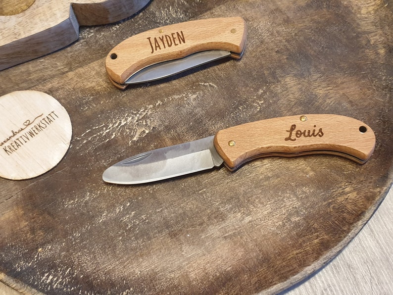 My first carving knife wooden pocket knife for children with engraving that can be individually designed image 6