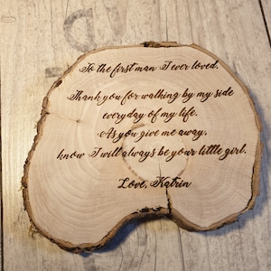engraved tree disc, wooden disc with bark, engraved with a saying, picture, logo, personalized, gift