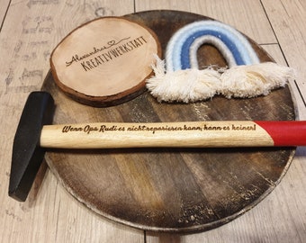 Personalisierter Hammer / individuelle Lasergravur / Geschenkidee für Vatertag, Geburtstag usw..