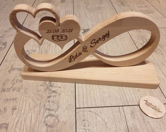 Infinity sign/endless loop/Infinity with wedding ring Unique beech wood personalized gift for the wedding