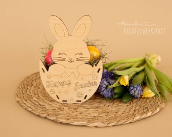 Lapin de Pâques, nid de Pâques, décoration de Pâques, cadeau de Pâques, cadeau de Pâques, trousse, trousse en bois