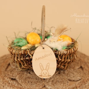 Easter basket, Easter basket, Easter nest, personalized gift idea, basket with name tag, Easter decoration, wooden pendant, flower girl