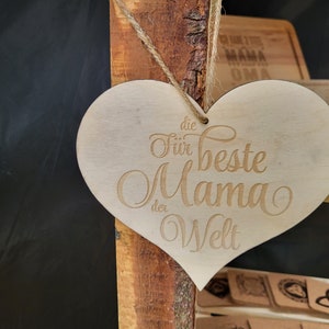 Corazón para la mejor mamá, personalizable, corazón de madera, letrero de entrada, decoración de puerta, decoración de pared, Día de la Madre, mejor mamá, amor de madre, gracias