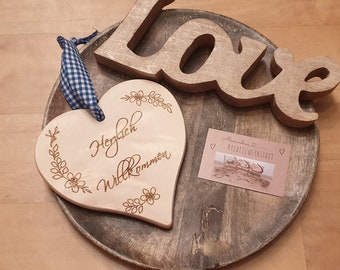 Personalized wooden heart, saying, gift, to hang, Welcome, Home, Move in