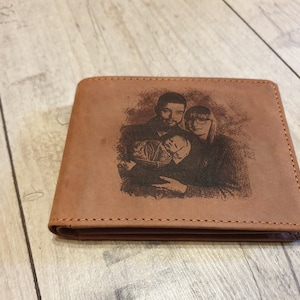 Gravierte Geldbörse Natur Leder Vintage Hellbraun oder Dunkelbraun - Geldbeutel / Portemonnaie / Brieftasche individuell