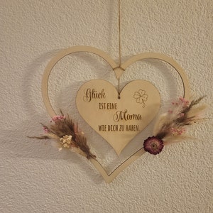 Deurkrans, "Happiness is to have a mom like you" kan individueel worden ontworpen, houten hart, Moederdag, cadeau, moeder, deurbord, wanddecoratie, entree