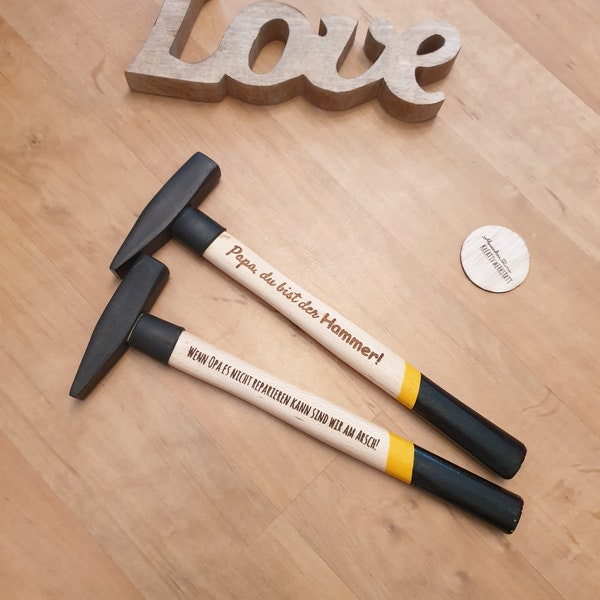 Personalisierter Hammer / individuelle Lasergravur / Geschenkidee für Vatertag, Geburtstag usw..