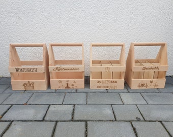 Bierträger Erle natur, Männerhandtasche, Geschenk, Biertrinker, Flaschenträger, Weintrinker, Küstenwasser, Weinbuddy, Werkzeugkiste