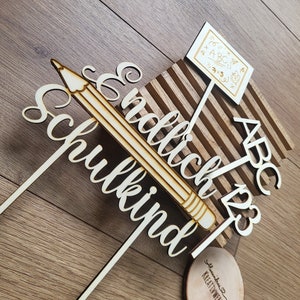Caketopper Set zur Einschulung, personalisiert, Cake Topper, Einschulungstorte, ABC, Holz, Tortenstecker, Schulkind, Einschulung, Schulstart