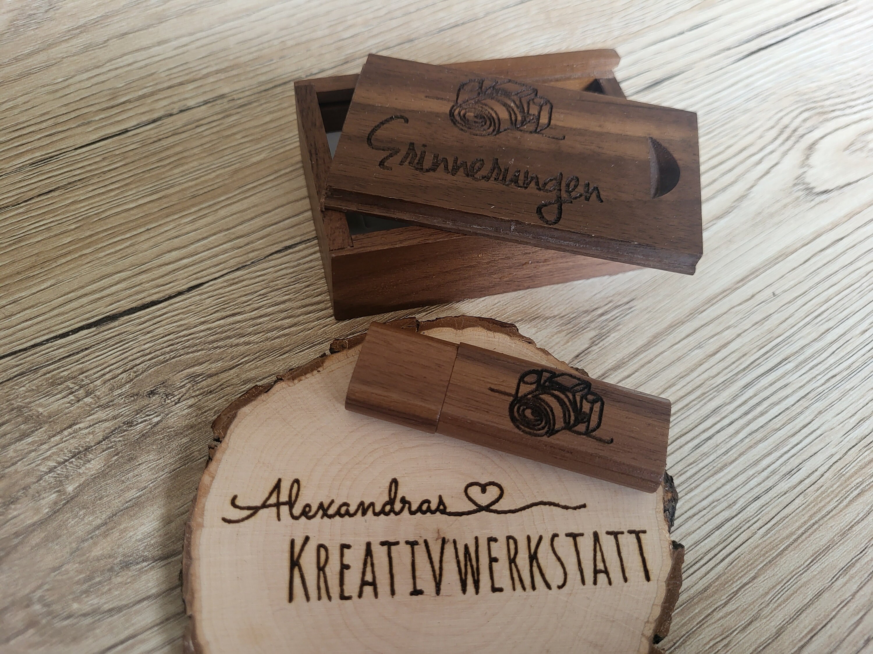 USB stick personalized, logo, wedding, individual laser engraving, wooden USB stick 16GB/32GB/64GB