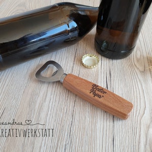 Bottle opener solid beech with name, engraving, laser, beer, gift