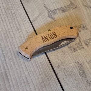 My first carving knife wooden pocket knife for children with engraving that can be individually designed image 4