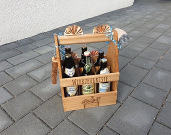 Solid oiled ash beer carrier, men's handbag, gift, beer drinker, bottle carrier, personalized gift