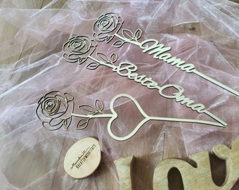 Best Mom, Best Grandma, Wooden Rose, Mother&#39;s Day Gift, Birthday from Children/Grandchildren, Mother&#39;s Day Gift