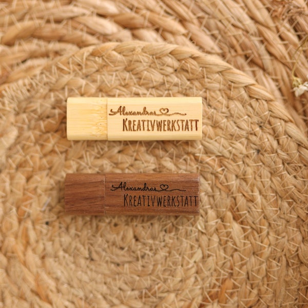 USB-Stick personalisiert, Logo, Hochzeit, individualle Lasergravur, Holz USB-Stick 16GB/32GB/64GB