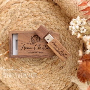 Personalized USB stick, logo, wedding, individual laser engraving, wooden USB stick 16GB/32GB/64GB