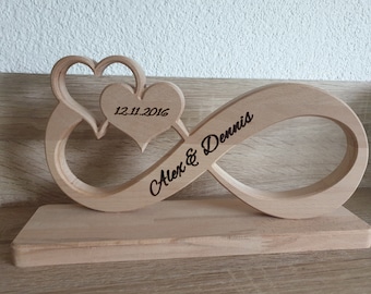 Infinity sign/endless loop/Infinity unique piece made of beech wood personalized wedding gift