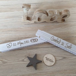 Folding ruler/folding rule with personal engraving individually customizable Laser Engraving, bride/groom