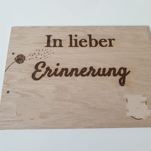 Memory book/condolence book noble, funeral service, memorial book, mourning, record memories, photo book made of wood A4