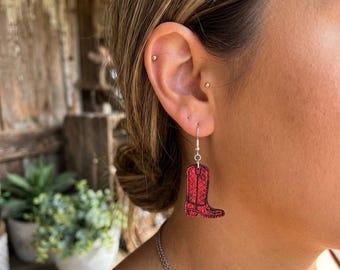 Cowboy Boot Earrings SVG | Western Laser Cut File (Digital Download)