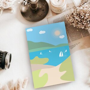 Impression de paysage de mer et de plage, Impression minimaliste, Costa Smeralda, Sardaigne, Italie, Carte de vœux, Décoration d'art de carte postale