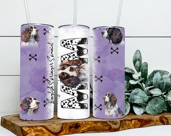 English Springer Spaniel Mom Sublimation Tumbler, Stainless Steel Cup, Dog Lady Girl Friend Cup, English Springer Spaniel Life Paw Print Cup