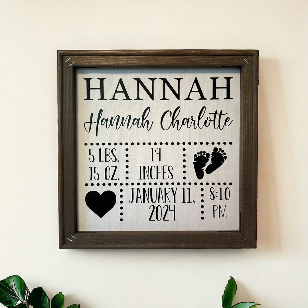 Custom Newborn Sign, Birth Stats Sign, Baby Date and Weight, Nursery