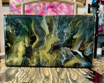 One Of A Kind Fluid Art Clutch Purse “The Wild One”