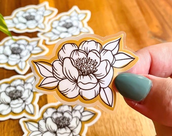 White Flower - Clear Sticker | Vinyl 2.4x2 inches