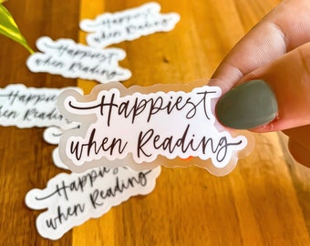 Happiest When Reading - Clear Sticker | Vinyl 2.55x1.25 inches