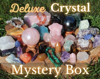 DELUXE Crystal Mystery Box (hohe Qualität, Figuren, Einzelstücke, Rohsteine, Trommelsteine, Schmuck)