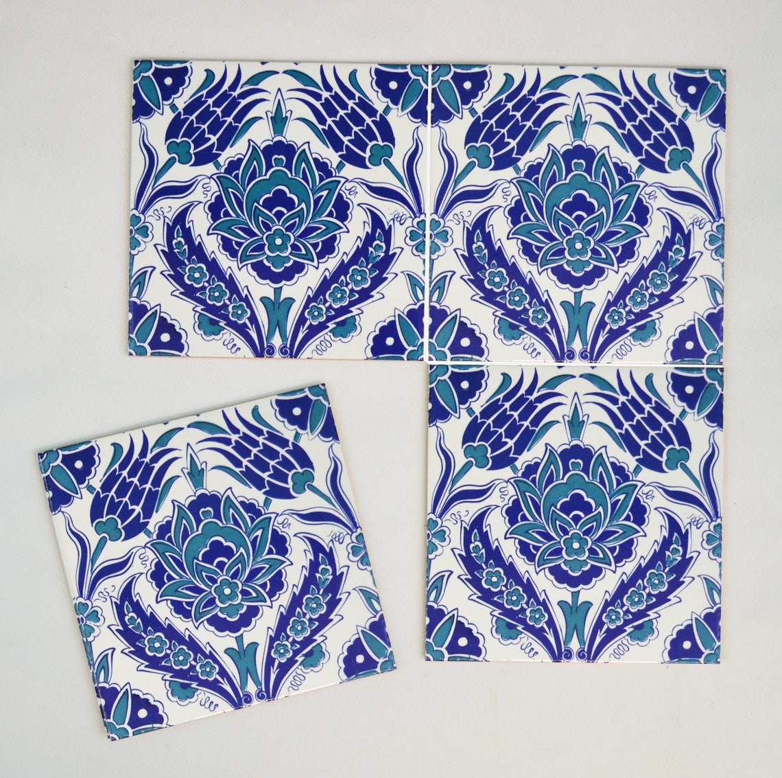 4 x Handgemachte türkische Iznik Blumen Keramik Wandfliesen | Etsy