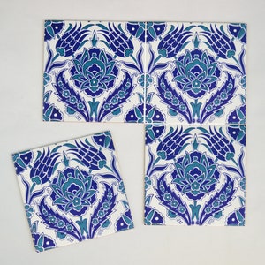 4 x Handgemachte türkische Iznik Blumen Keramik Wandfliesen | Etsy