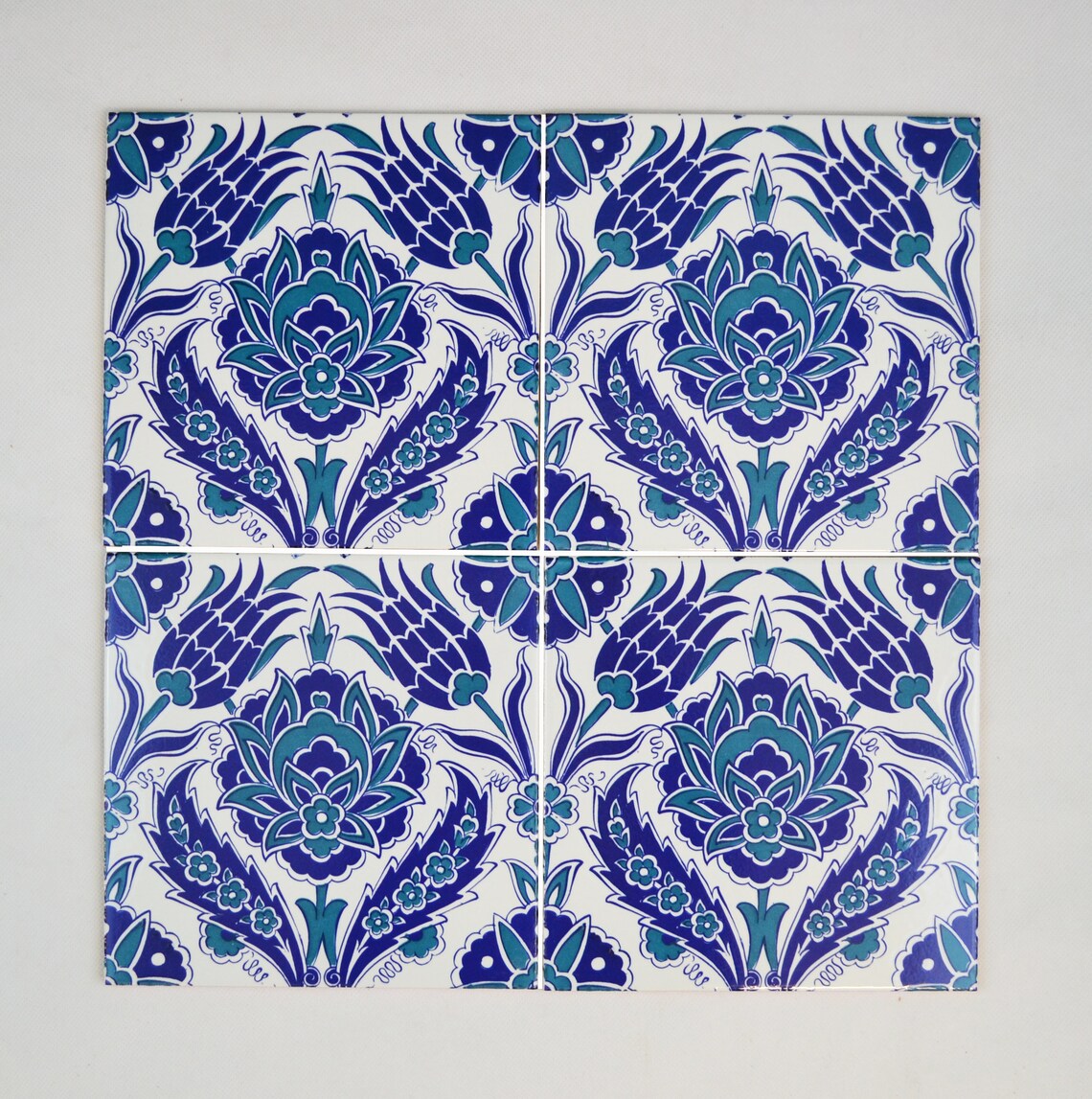 4 x Handgemachte türkische Iznik Blumen Keramik Wandfliesen | Etsy