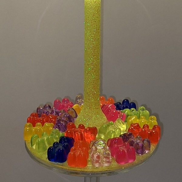 Hand Decorated Gummy Bear Large Wine Glass