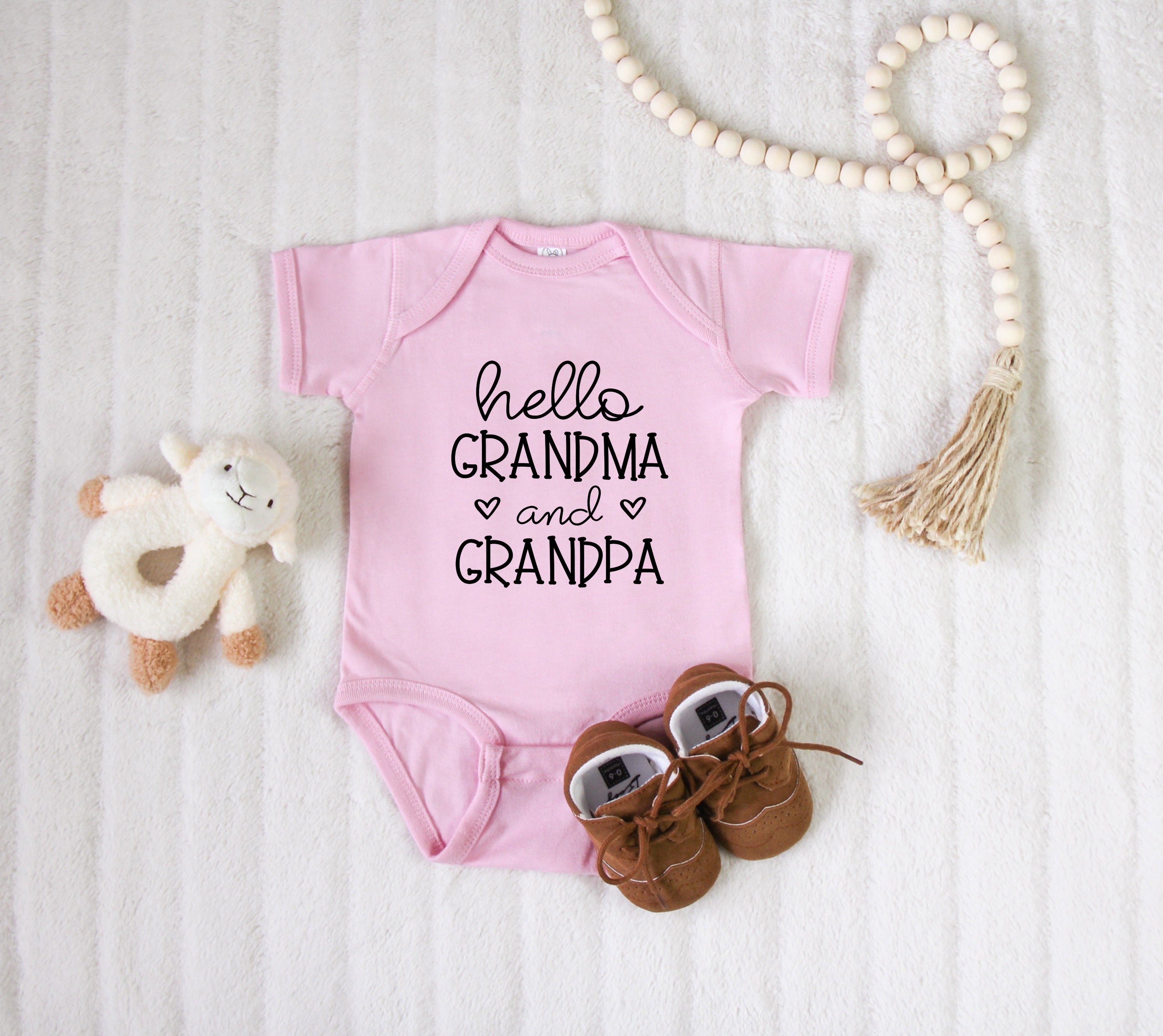 Hello Grandma and Grandpa Onesie BodySuit Baby Shower Gift Etsy
