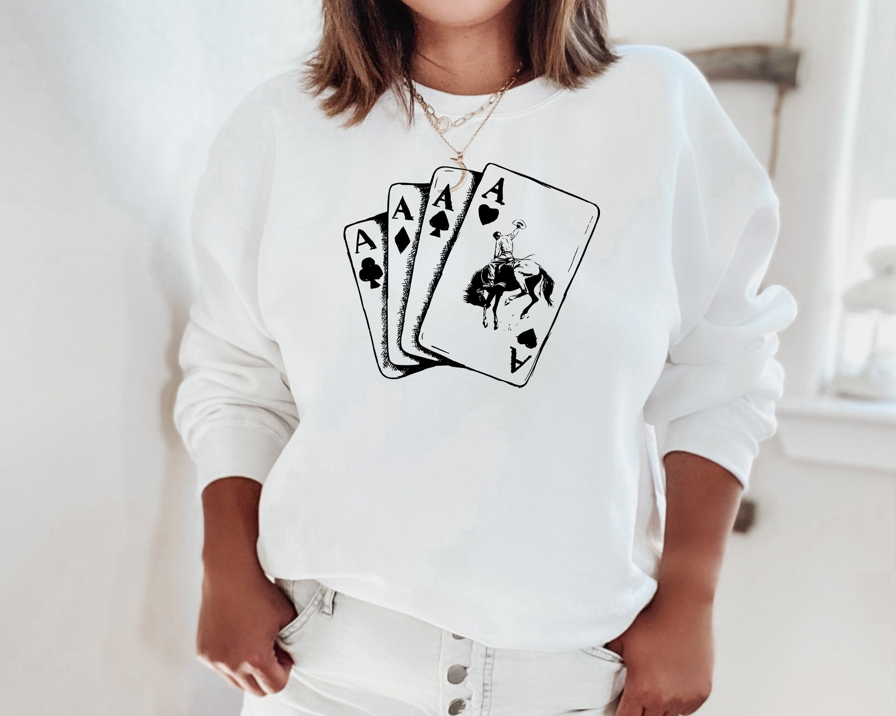 Ace Cowboy Sweatshirt Poker Card Games Sweatshirt Playing - Etsy