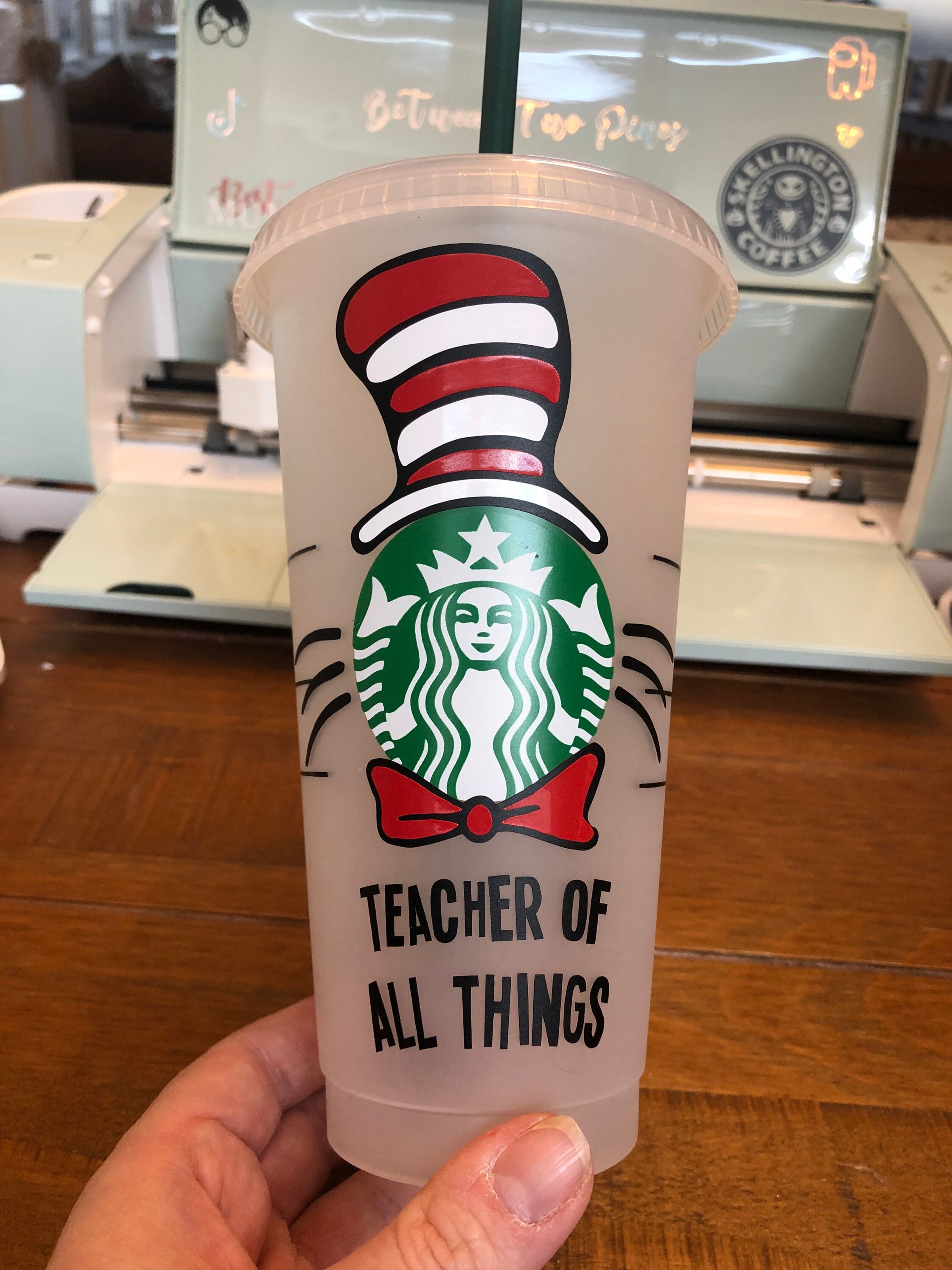 Teacher Gift Starbucks cup with Dr Seuss Cat in the Hat design Etsy