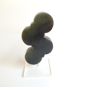 Dark translucent green stone sculpture &quot;Bubbles&quot;